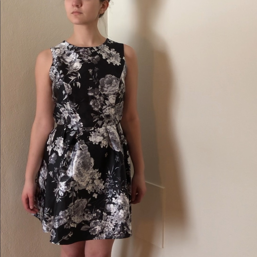 Black and white floral formal dress